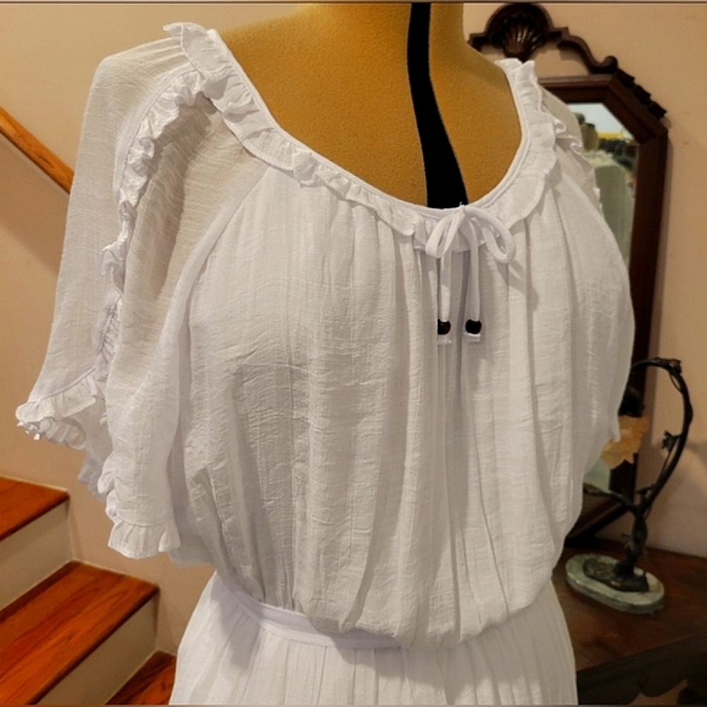 NWT 2X White Ruffly Dress - Picture 2 of 11